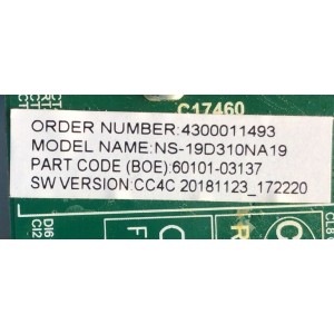 MAIN FUENTE PARA TV INSIGNIA / NUMERO DE PARTE 60101-03137 / TP.MS3553.PA592 / 4300011493 / 20181123_172220 / N18124028-0A02866 / MODELO NS-19D310NA19	